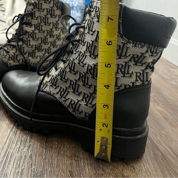 Lauren Ralph Lauren Carlee Logo Lace Up Leather Upper Combat Boot Size 9.5 - Picture 11 of 11